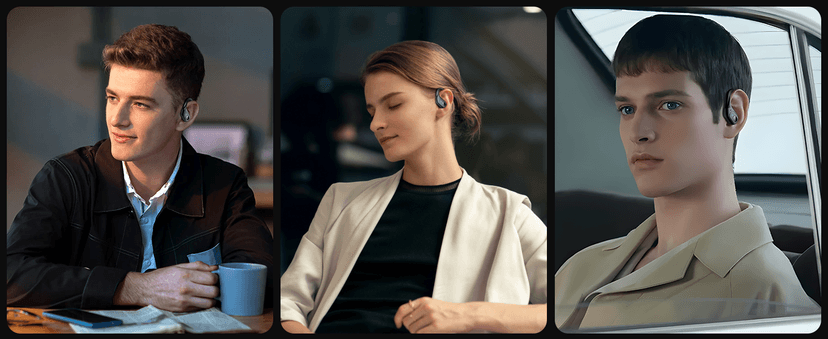 occiam Active Noise Cancelling Earbuds Wireless Bluetooth Headphones Ear Buds 90Hrs Playback Stereo Bass Earphones with Mic Over-Ear Hooks IPX7 Waterproof Headset for Work Sports Running Gym Black