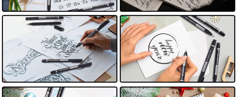 MARTCOLOR Calligraphy Pens, 10 Size Calligraphy Pens for Writing, Brush Pen Calligraphy Set for Beginners, Calligraphy Brush Pens, Hand Lettering Pen for Art Drawing, Sketching, Scrapbooking