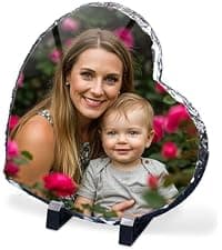 Customized Photo on Natural Slate Stone — an Anniversary or Birthday Keepsake Gift for Women, Mom, Wife, Her, Dad or Family. ArtPix Personalized Slate Picture Frame - Custom Photo Gift Anniversary B0DNKR7K1S