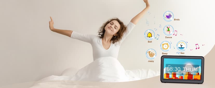 Clock with Day and Date for Elderly, 7" Large Display Digital Calendar Day Clock with 20 Custom Alarms and Medicine Reminders, 12 Display Modes, Dimmable Dementia Alzheimers Clocks for Seniors