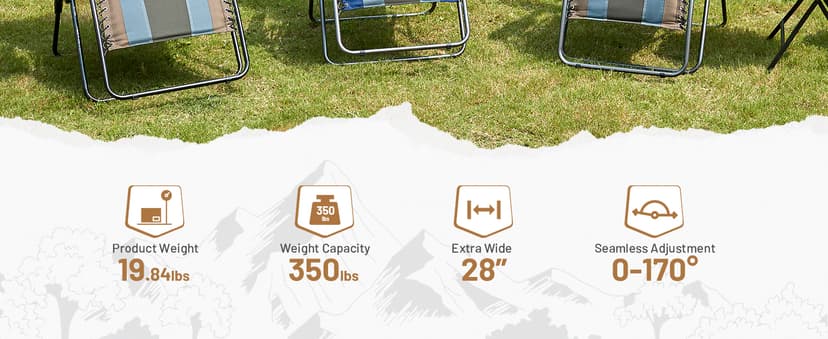 Timber Ridge Oversized Zero Gravity Chair, Padded Reclining Lounge Chair with Adjustable Headrest & Cup Holder, Heavy Duty Support 350 lbs, Foldable for Camping, Lawn, Outdoor & Indoor