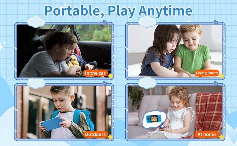 Handheld Game for Kids -Preloaded 220 Retro Video Games, Portable Gaming Player with Rechargeable Battery 3.0" LCD Screen, Mini Arcade Electronic Toy Gifts for Boys Girls (Blue)