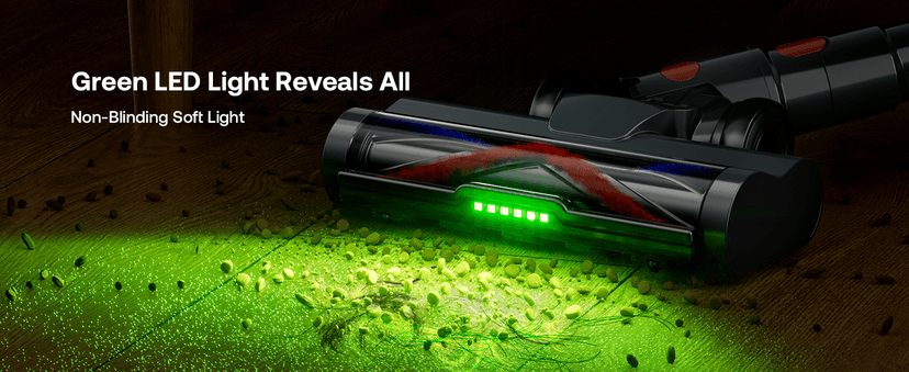 Cordless Vacuum Cleaner for Home, Upgraded 60Kpa Powerful Suction Pet Hair Vacuum with 70min Runtime, Green LED Light for Hardwood Floors & Carpet, Self-Standing Rechargeable Stick Vacuum, Golden