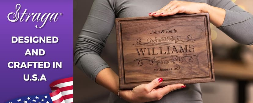 Personalized Cutting Board - Custom Engraved Wood Charcuterie Board - Best Wedding Gift Idea for Couples (Bride & Groom), Newlyweds - Handcrafted in USA from Premium Hardwood 002