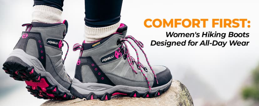 Foxelli Women’s Hiking Boots – Waterproof Lightweight Suede Leather Hiking Boots for Women with All-Day Comfort, Grip & Support for Trails, Travel & Outdoors