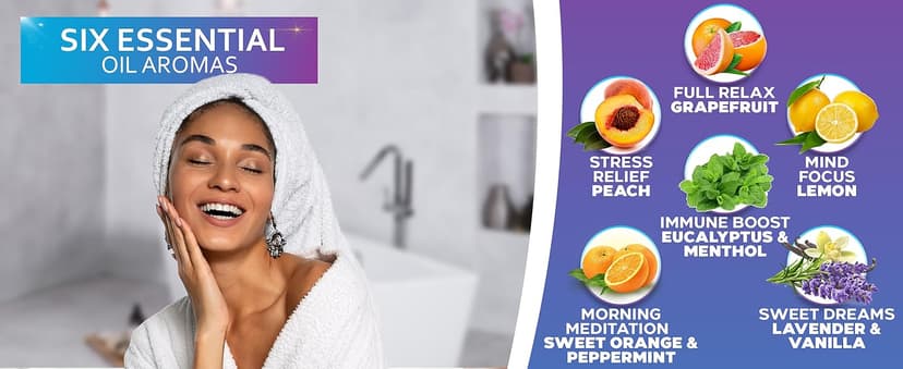 Aromatherapy Shower Steamers Gift Set, Six Fizzies - Uplifting, Relaxing, Stress Relief Scents for Women and Men - Self Care Home Spa Experience - Christmas Day Stocking Stuffers and Relaxation Gifts