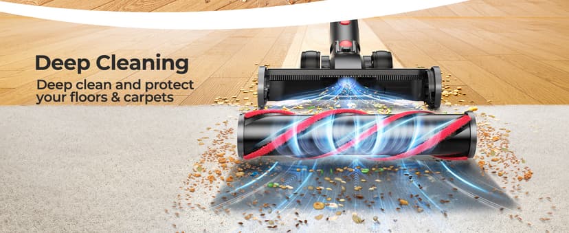 Cordless Vacuum Cleaner 600W/50Kpa, Stick Vacuum Cleaners 65 Mins Max Runtime with Charging Dock, Self-Standing Handheld Vacuum with Touch Display, 6-in-1 Vacuum Cleaner for Carpet/Hard Floor/Pet Hair