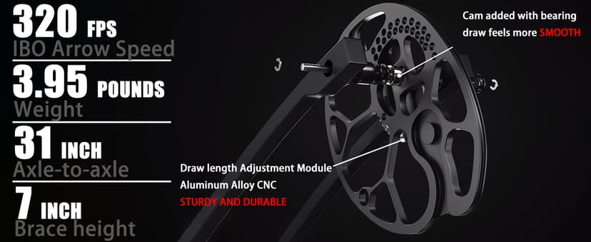 AMEYXGS Archery E8 Compound Bow Set for Adults and Teens RTH Hunting and Target Practice 19”-30” Draw Length,19-70 Lbs Draw Weight,up to IBO 320 fps,Limited Life-time Warranty