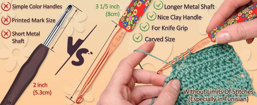 Coopay Warm Crochet Hooks for Grandmother, Art Aluminum Soft Grip Crochet Needles for Crocheting, Knitting Hook for Crochet Yarn Craft - Premium Knitting & Crochet Supplies