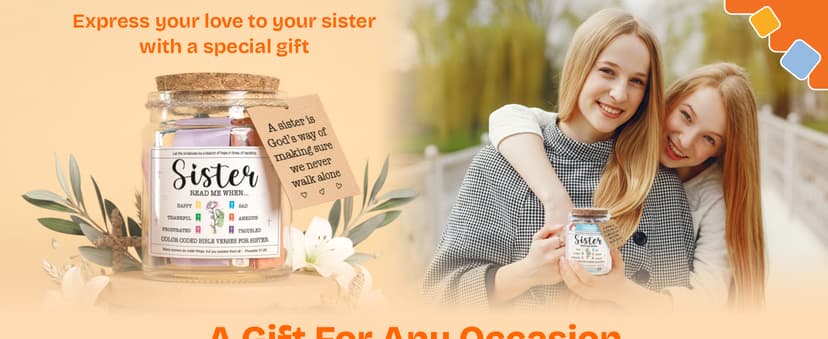 NewEleven Sister Birthday Gifts - Gift For Sister, Soul Sis, Sisters In Law - Sisters Gifts From Sister, Brother, Friend, Family - Decorative Glass Scripture Jar With 92 Bible Verse