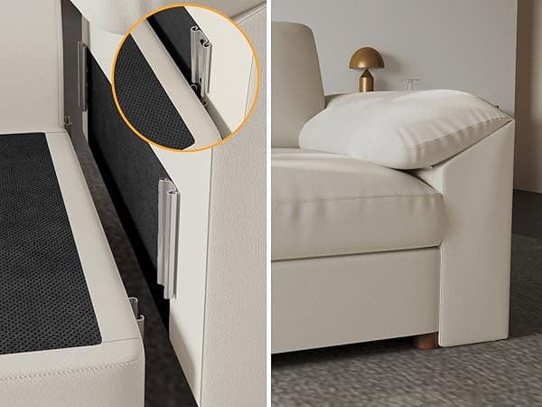 EASE MOOSE Leather Sectional Couch, Oversized Modular Sectional Sofas, Wide Deep Seat Modular Couch, Scratch Resistant Faux Leather Material, L Shaped Sofa for Big Spaces, Beige