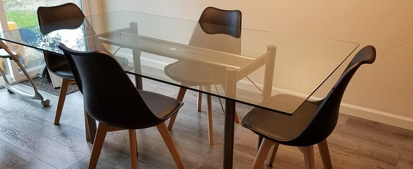 OLIXIS Dining Chairs Set of 4, PU Leather Upholstered Kitchen Chairs with Solid Wood Legs, Mid Century Modern Accent Chairs for Living Room, Bedroom, Patio, White