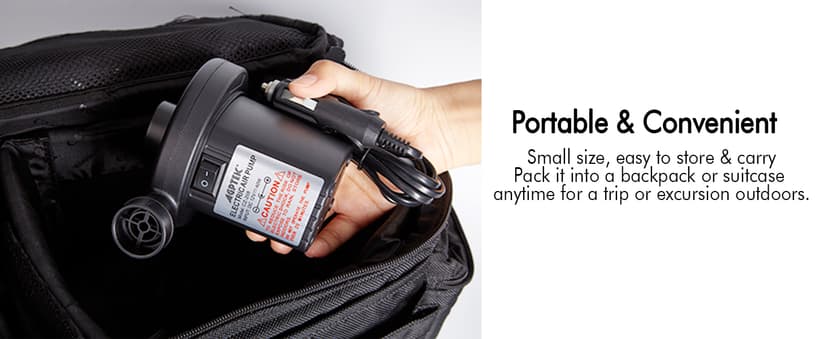 AGPTEK Electric Air Pump,Portable Air Pump with 3 Nozzles, 4.5kPa Quick-Fill,110V AC/12V DC Inflator/Deflator Pumps for Outdoor Camping, Inflatable Air Mattress Beds, Boats, Swimming Ring