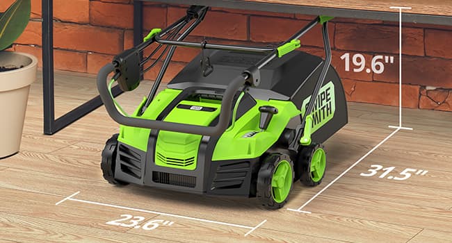 SWIPESMITH 16” Artificial Turf Vacuum,1800w Grass Sweeper 15 Amp Lawn Sweeper Yard Power Brush with 45L Removable Leaf Collection Bag, Quick-Fold, Keeps Clear Sweepy Box