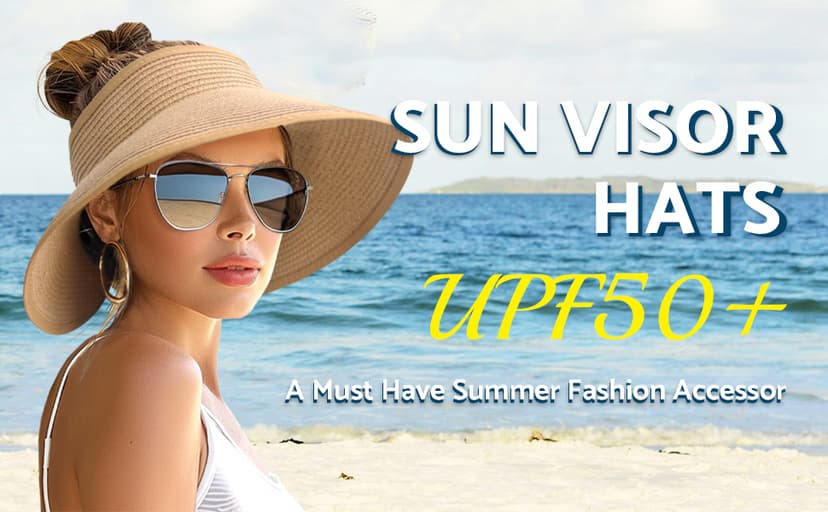 NPJY Sun Hats for Women Wide Brim Roll-Up Beach Ponytail Hat Packable Foldable Travel Straw Visor