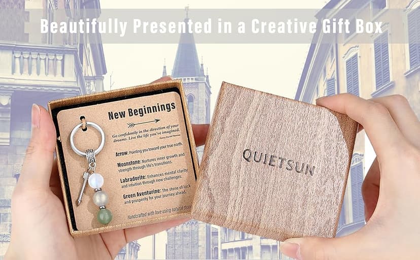 Quietsun Keychain Cute Women Gifts-New Beginnings/Birthday Gifts for Best Friends/Families/Coworkers B0GTZCSP88