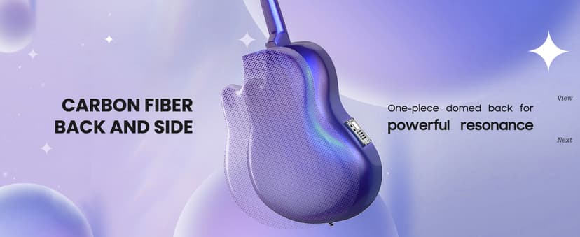 CAHAYA Acoustic Electric Guitar Kit - 41” Carbon Fiber Adult Beginner Set with Bag and Strap Built-In Pickup Rich Resonance & Warm Tone for Performance Ready, Pearl Blue-Purple Finish