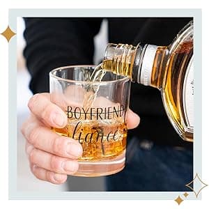 Engagement Gifts for Couples - Unique Fiance Gift for Him or Her! Whiskey Wine Glasses with Diamond Wine Stopper