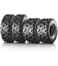 MaxAuto Set of 4 AT25x8-12 & AT25x10-12 ATV UTV Mud Sand Tires,25x8x12 Front & 25x10x12 Rear All-Terrain Off-Road Tires,6 PR, Tubeless,4 Pack in 2 Packages