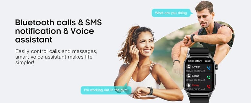 Smart Watch for Men Women, 2.04" AMOLED Color Screen, 24/7 Heart Rate, Blood Oxygen, Blood Pressure, Sleep and Stress Health Monitor, Blood and Body Composition Insights, 150 Sports Modes (Black)