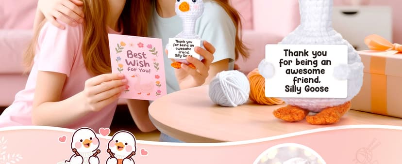 Mini Goose Best Friend Birthday Gifts for Women Men, Friendship Gifts for Her College Teen Girls, Thanksgiving Christmas Bestie BFF Long Distance Gift, Handmade Crochet Animals Funny Desk Silly Goose