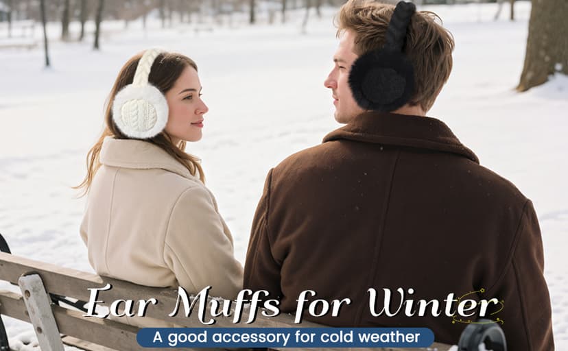 Pleneal Ear Muffs for Winter Women, Foldable Earmuffs Faux Fur Warm Ear Warmers for Women, Outdoor Cute Ear Covers for Girls