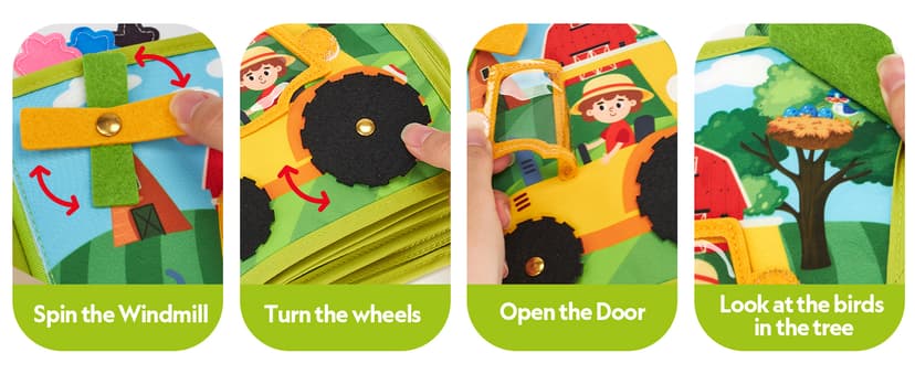 1 Year Old Boy Gifts Educational Quiet Activity Books 10 Pages, Toddler Christmas Stocking Stuffers One Year Old Travel Toys hahaland Busy Book for Toddlers 1-3 - Montessori Toys 1 Year Old Busy Board B0CR3FQ58C