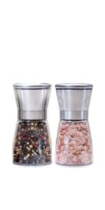 HOME EC Original Stainless Steel Salt or Pepper Grinder 1pk - Adjustable Ceramic Sea Salt Grinder or Pepper Mill - Tall Glass Spice Shaker - Spice Mill w/EBook B082V134CK