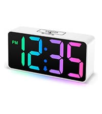DreamSky Super Loud Alarm Clock for Heavy Sleepers - RGB Small Digital Clock for Kids Bedroom Bedside Nightstand, Electric Desk Clock with Large Number, Dimmer, Adjustable Volume, USB-C Powered