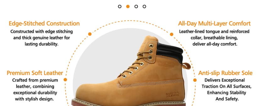 SAFETY LOONG Work Boots for Men Waterproof Soft Toe Non Slip Comfortable Leather Workboots