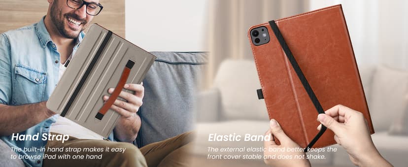 ZtotopCases for iPad Pro 12.9 6th/5th/4th/3rd Generation Case 2022/2021/2020/2018, Premium PU Leather Folio Cover, Auto Wake/Sleep, Multi Viewing Angles, Supports Pencil Pro and Touch ID, Brown