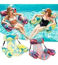 Inflatable Pool Float Chair - 2 Pack Pool Floats Adult Heavy Duty, Water Floating Lounge Chairs, Blow up Floaties Adults for Summer Fun Party Lake Beach