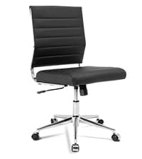 Okeysen Leather Office Desk Chair, Mid-Century Modern Leather Conference Room Chairs, Ergonomic Executive Ribbed Height Adjustable Swivel Rolling Chair for Home Office.