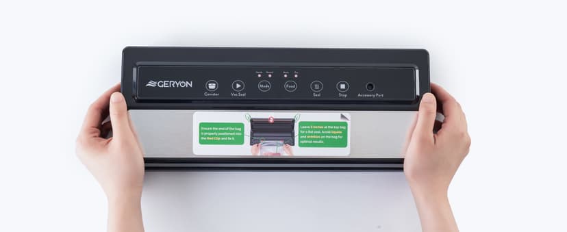GERYON Vacuum Sealer Machine – Automatic Food Vacuum Sealer for Dry & Moist Food, Compact with LED Touch Panel, Includes Zipper Bags & Roll, Perfect for Sous Vide & Freezer Storage (Silver)