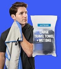 Acteon Microfiber Gym Towels 5 Pack, Quick Dry Silver ION Odor-Free Sweat Towel, Super Absorbent Fast Drying for Men & Women, Workout, Yoga, Running, Hiking, Travel – 16x30.5 Inch