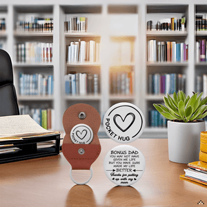 Aesnefe Pocket Hug Token Inspirational Reminder Gifts Mental Health Thinking of You Gift Self Love with PU Leather Keychain