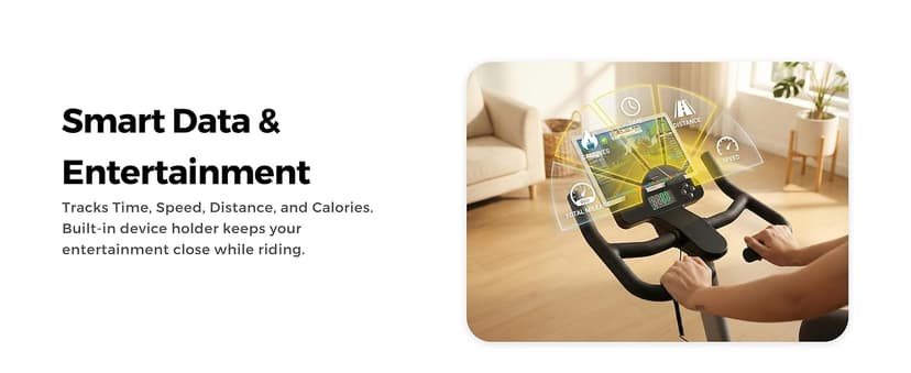 Compact Exercise Bike for Small Spaces, Quiet Rear Flywheel Stationary Bike for Home, 7-Level Lever Resistance, Soft Seat Indoor Cycling Bike for Petite to Medium Frames (<26dB)