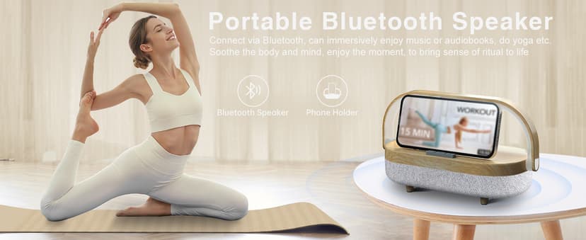 Nightstand Lamp with Wireless Charger,4 in 1 Touch Bedside Lamp Bluetooth Speaker,Portable Dimmable LED Night Light,Corporate Gifts Premium for Employees Clients,Birthday Gifts Women Wife Friend B0FJ1H1KCY