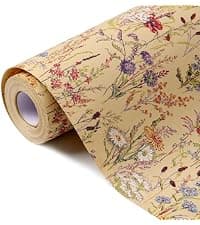 Tyzarglef Wild Flower Wrapping Paper Roll, 17 Inches x 32.8 Feet Kraft Floral Design Wrapping Paper for Women Girls Gifts, Birthdays, Weddings, Bridal Shower and Engagement B0F13926HD