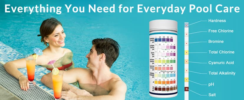 All-New 2026 8-in-1 Pool Test Strips -150 CT Pool Salt Test Strips | Salt Water Pool Testing Kit for Salt Water Pools, in & Above-Ground Pools, Hot Tubs&Spas| Quick&Accurate Testing Chlorine,pH,Salt