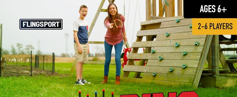 FLINGSPORT Ring Toss Game, Incl. 6 Rings, Case, Gifts for Kids, Outdoor Yard Games for Kids Adults & Family, Backyard Party Activities, Gifts for Teens, Boys & Girls Ages 8-12+ Years Old