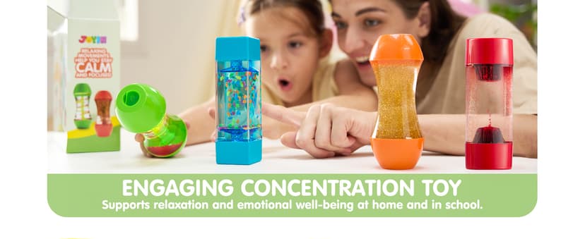 JOYIN 4-Pack Fidget Tubes for Kids, Sensory Tubes, Stress Relief Toy, Speech Therapy, Calming Toys for Children with Autism, Calm Down Corner Classroom Supplies, Christmas School Gifts for Toddlers