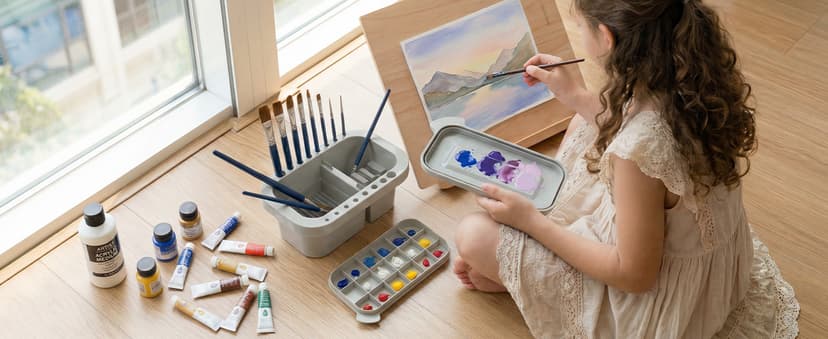 18 mixing wells, 16 slots fitting 0.24-0.63 in diameters, 3 washing compartments, removable tray lid MyLifeUNIT Paint Brush Cleaner, Paint Brush Holder with Palette, Grey B01H5JIU14