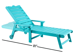 ONBRILL Patio Chaise Lounge Set of 2, Outdoor Lounge Chairs with 5-Level Adjustable Backrest, CupHolder, No Fade, No Break, 350lbs Capacity, HDPS Material, Blue
