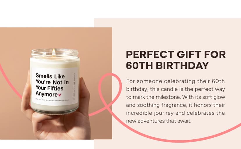 60th Birthday Gifts for Women, Men, 9oz Lavender Scented Soy Wax Candle, 1965, 60th Birthday Decorations for Woman, Men, Her, Him, Friends, Sister, Wife, Mom, Sixty Year Old Gift
