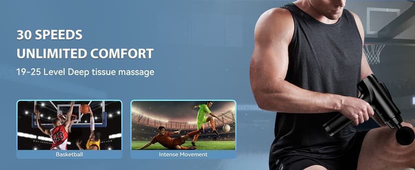 Massage Gun Deep Tissue, Handheld Electric Muscle Massager, High Intensity Percussion Massage Device for Pain Relief with 9 Attachments & 30 Speed(Black)