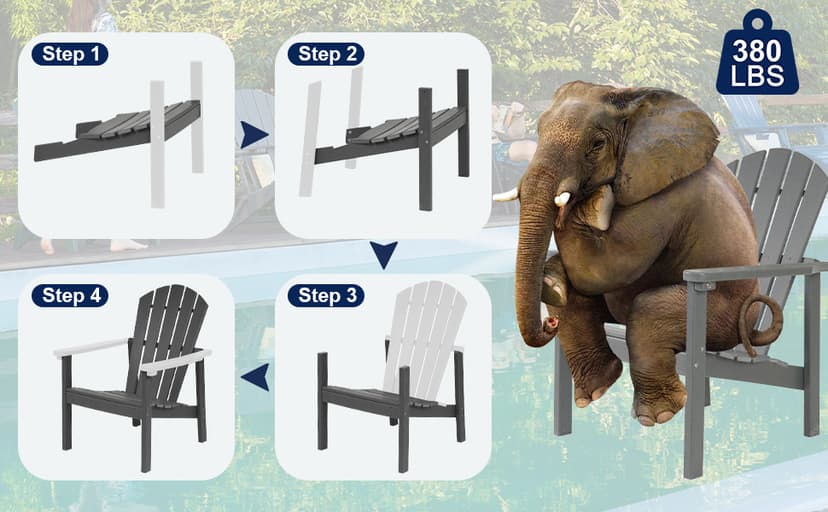 nevilywood Compact Stackable Adirondack Chairs Set of 4, 26.3" Wide HDPE Outdoor Patio Chairs - Durable, Space-Saving Design for Porch, Lawn or Garden, Black