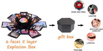 Explosion Gift Box - Photo Box, A Creative Six-sided Gift Box. Love Memory DIY Handmade Photo Album Scrapbook, A Surprising Boyfriend Birthday Gift, Ideal for Weddings, Christmas or Valentine's Day
