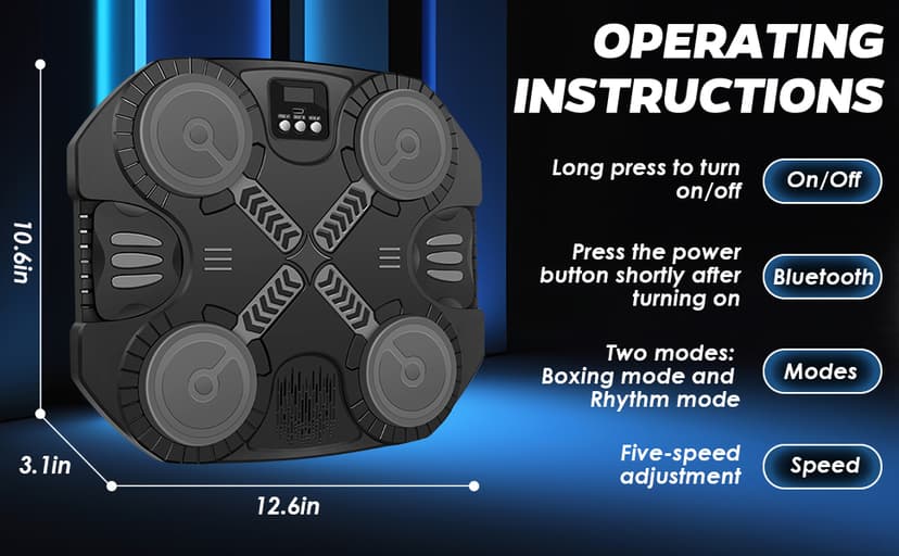 Music Boxing Machine Sport Toys for Kids and Adults,Wall Mounted Bluetooth Smart Punching Target,Training Pad Toy with Boxing Glove,Ideas Toys for Boys Girls Kids 3 4 5 6 7 8 9 10 11 12+ Years Old