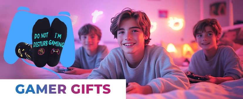 Gamer Gifts for Teens Boys - Video Game Gifts, Gaming Socks for Kids 4-18 Years with Greeting Card